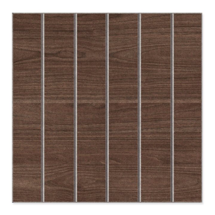 Level HarmonyCARV walnut wood-grain carved acoustic panel.